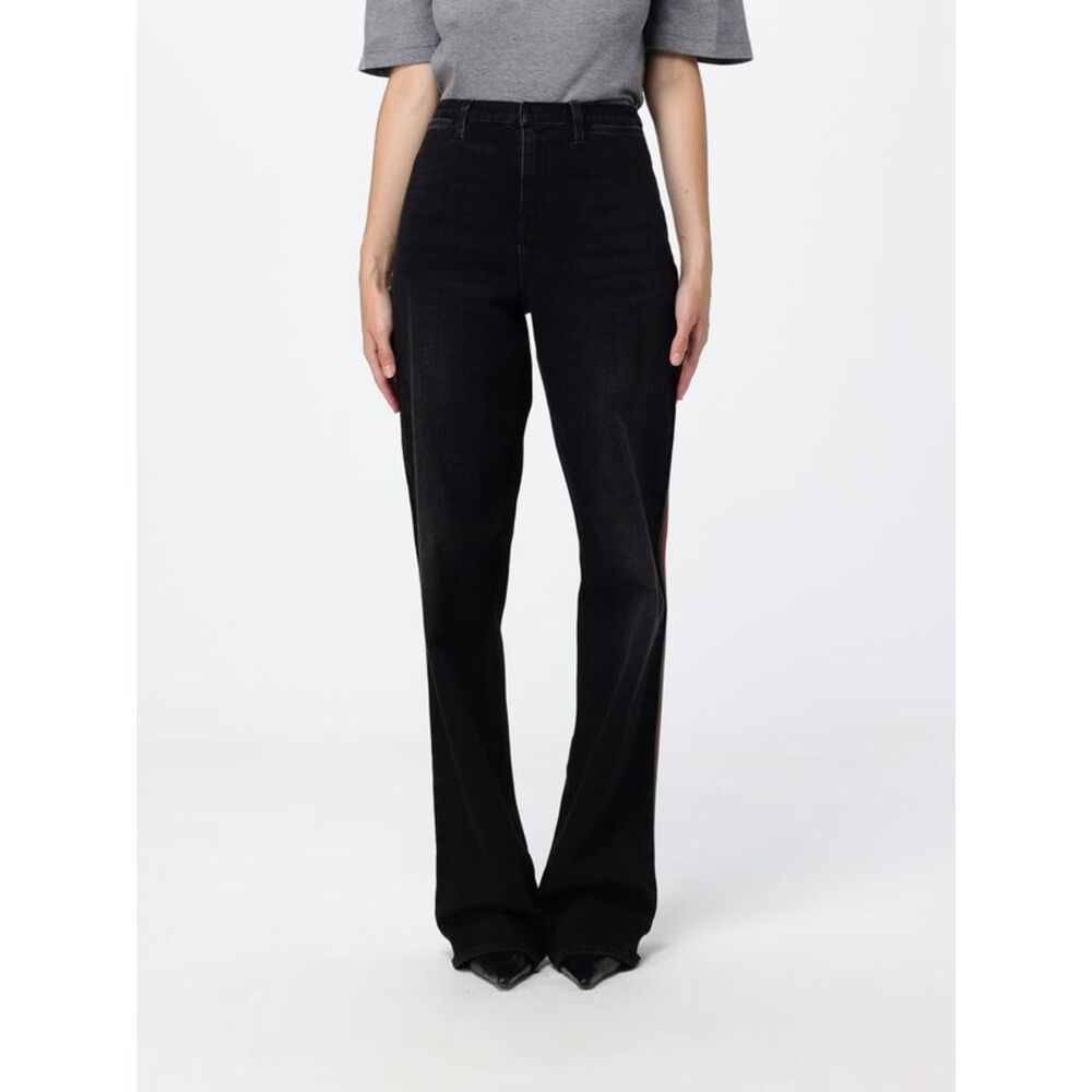 Gucci Women Gucci High-Waisted Straight Jeans In Cotton Denim With Web Logo